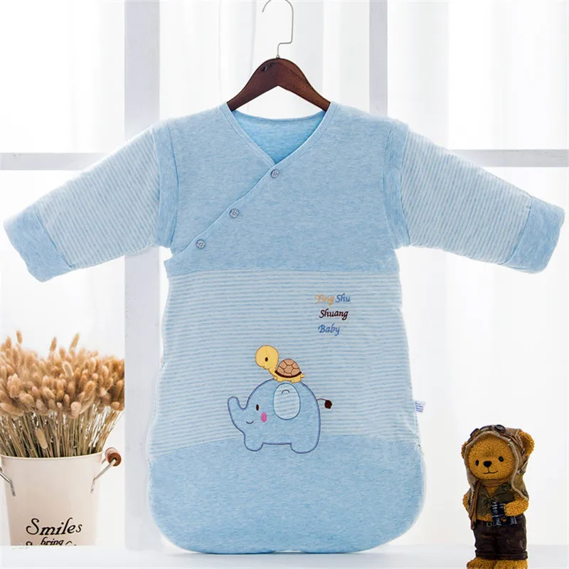 Голубой и розовый спальный мешок с длинными рукавами для малышей теплый