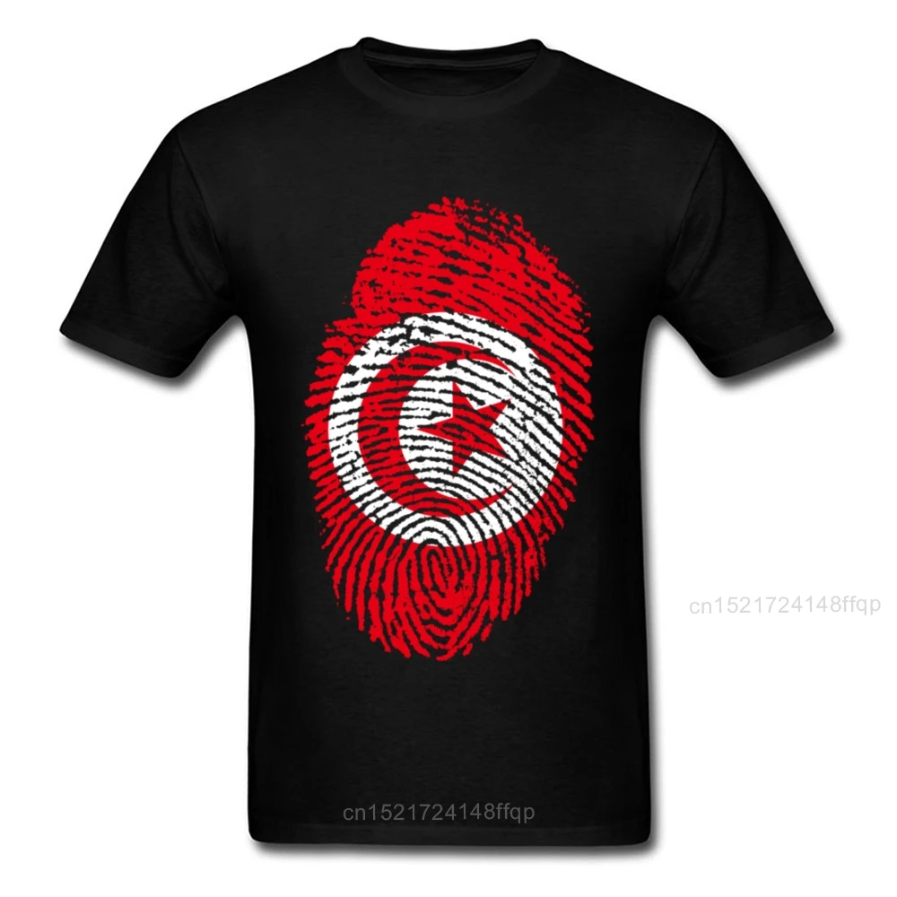 Tunisia Flag Fingerprint T-shirt Men T Shirt Hot Sale National Flags Tops Vintage Tee Hipster Summer Clothing Groups Tshirt