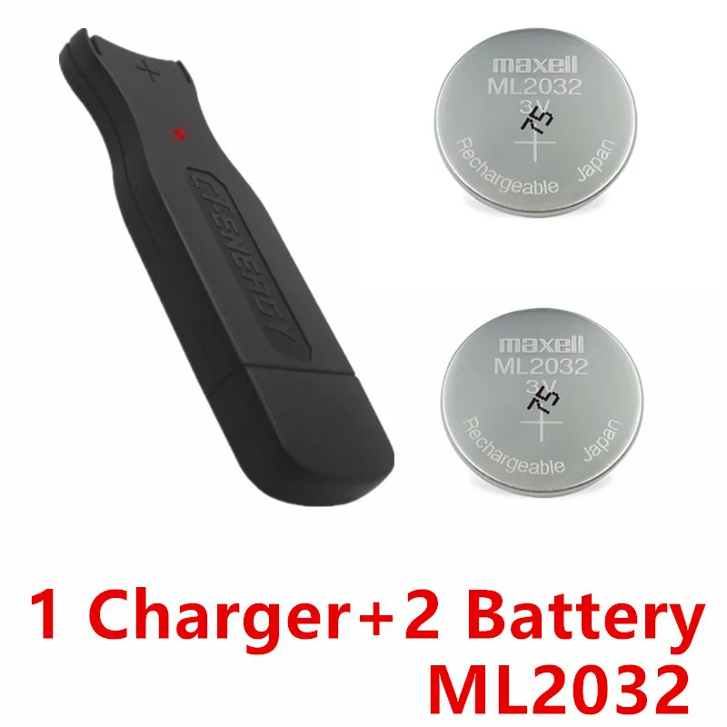 NEW USB interface charger 1PCS + 2PCS rechargeable coin cell ML2032 Button Battery .universal ML2025 ML2016 LIR2032 | Электроника