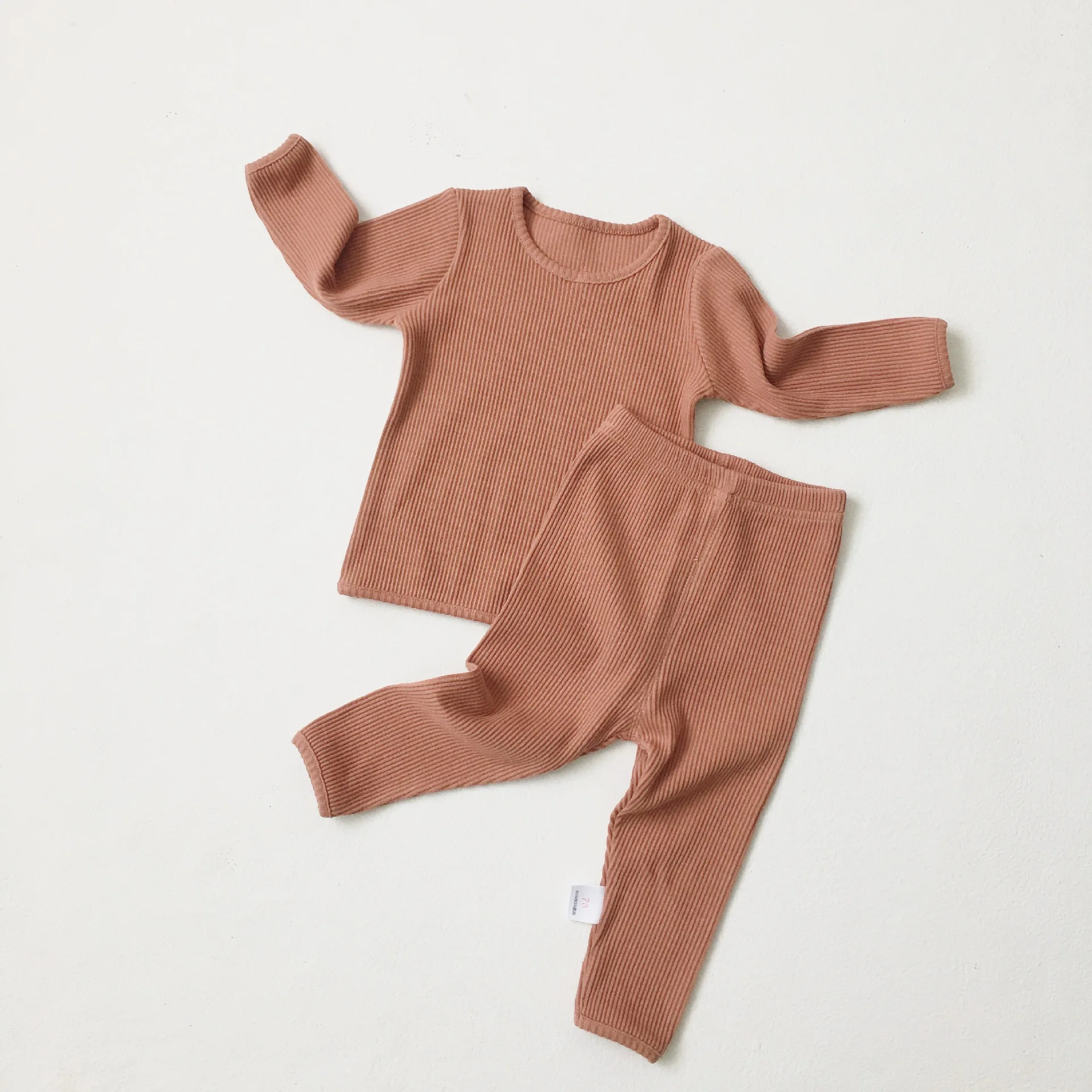 Children Ribbed Fitted Pajamas Kids Toddler Boys Girls PJS Cotton Top and Pants Sets Clothing Clothes Sleepwear Nightwear