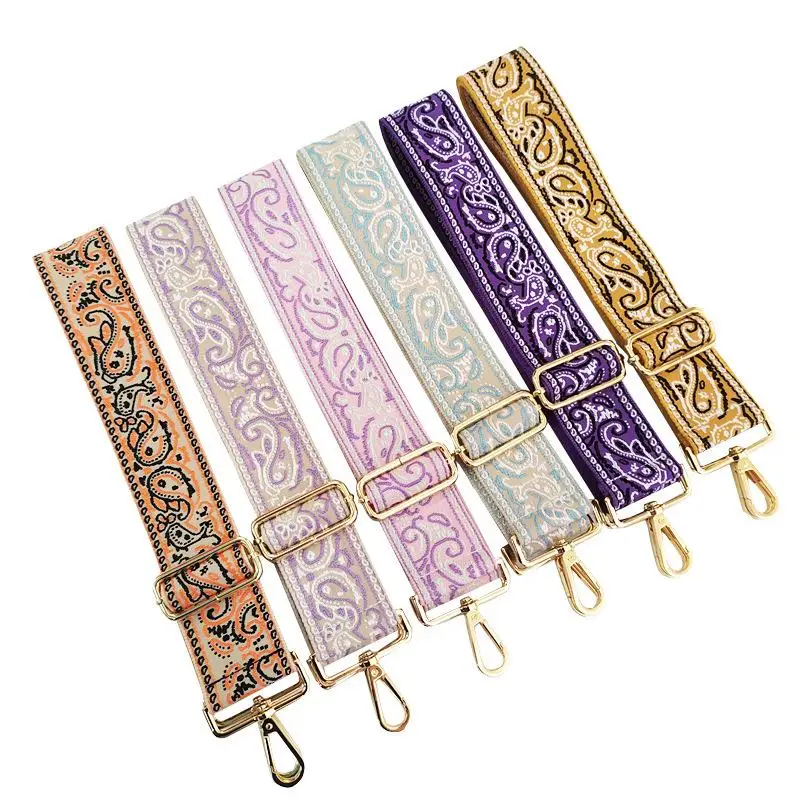

New Fashion All-match Ethnic Style Bag Belt Jacquard Embroidery Wide Shoulder Strap Bag Accessories Adjustable Hot Sale