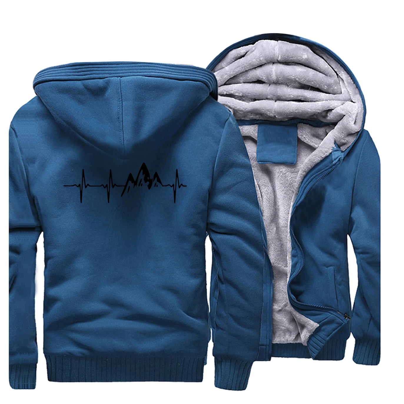 

Mountain Ecg Men's Hoodies Winter Fleece Warm Male Thick sweatshirt Hip Hop Zip Jacket High Quality Men Coat Harajuku Streetwear