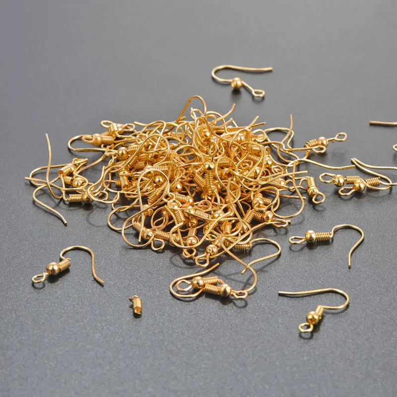 

100pcs/lot Gold Silver Color Earring Hooks Wires Findings Iron Metal Ear Hook Clasp Earring Making DIY Jewelry Accessories