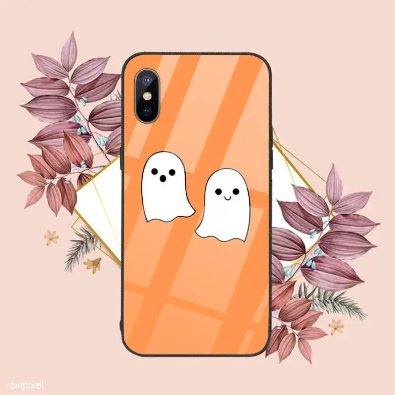 

cute ghost spooky Phone Case Tempered glass For iphone 6 6S 7 8 plus X XS XR 11 12 mini PRO MAX