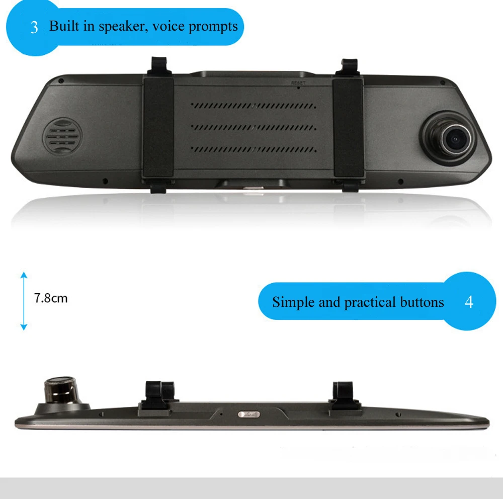 Android 7 дюймовый Автомобильный видеорегистратор 1080P с зеркалом заднего вида