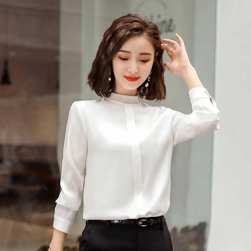 

Chiffon Shirt Women's Long Sleeve 2021 Spring New Fashion Dignified Sense of Design High-End Business Attire White Shirt Top