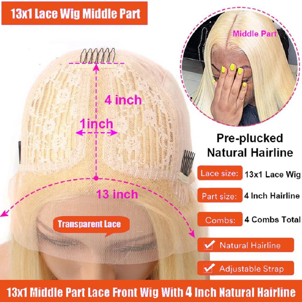 

Mironica Hair Brazlian Straight 613 Lace Frontal Human Hair Wigs 13X4X1 13X6X1 T Part Human Hair For Black Women 150% Density