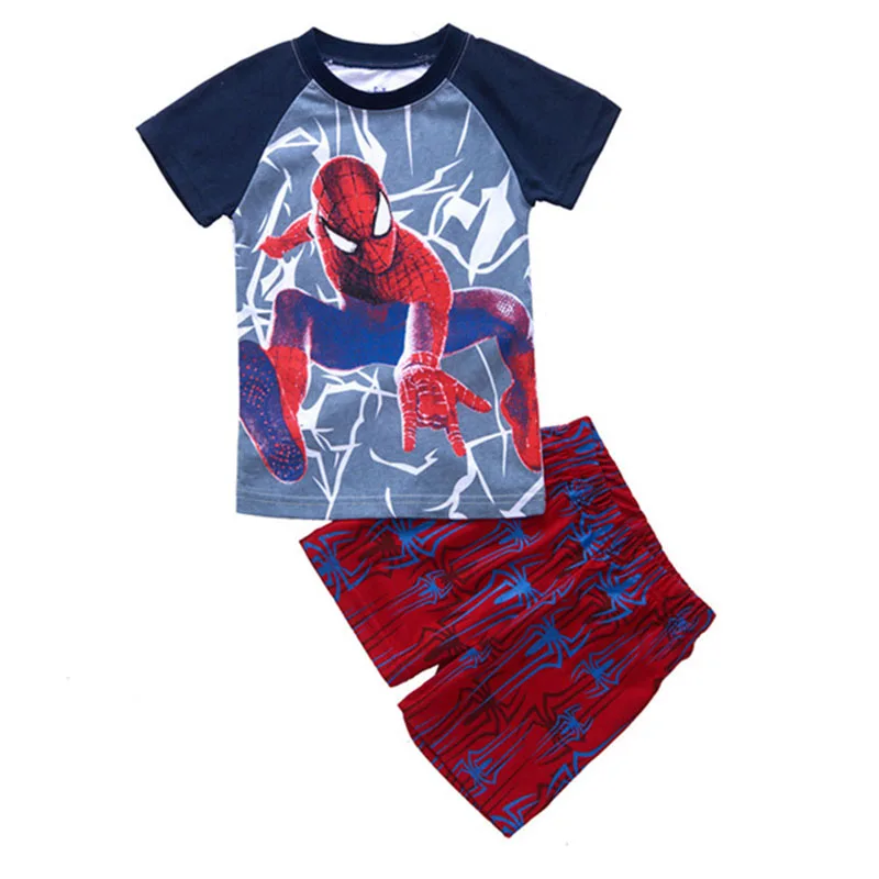 Летний костюм Человека паука для мальчиков Хлопковая пижама косплей фильмы