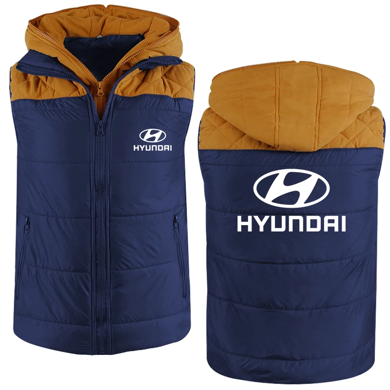 

Hyundai Car Brands Logo Autumn and Winter New Hip Hop Warm Thicken Men's Zip Jacket Cotton Fashion Casual Cotton Male Down Vest