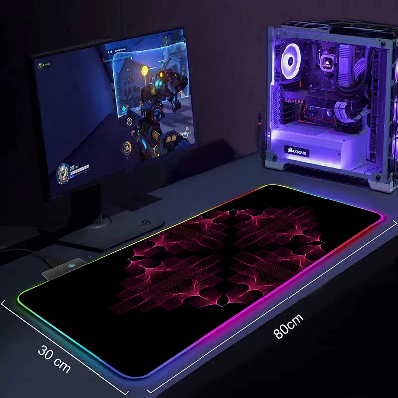 

Big Keyboard Desk Mat RGB Large Mouse Pad Abstract Red Gamer Big Mouse Mat Computer Mousepad LED Backlight Gaming Mause Pad