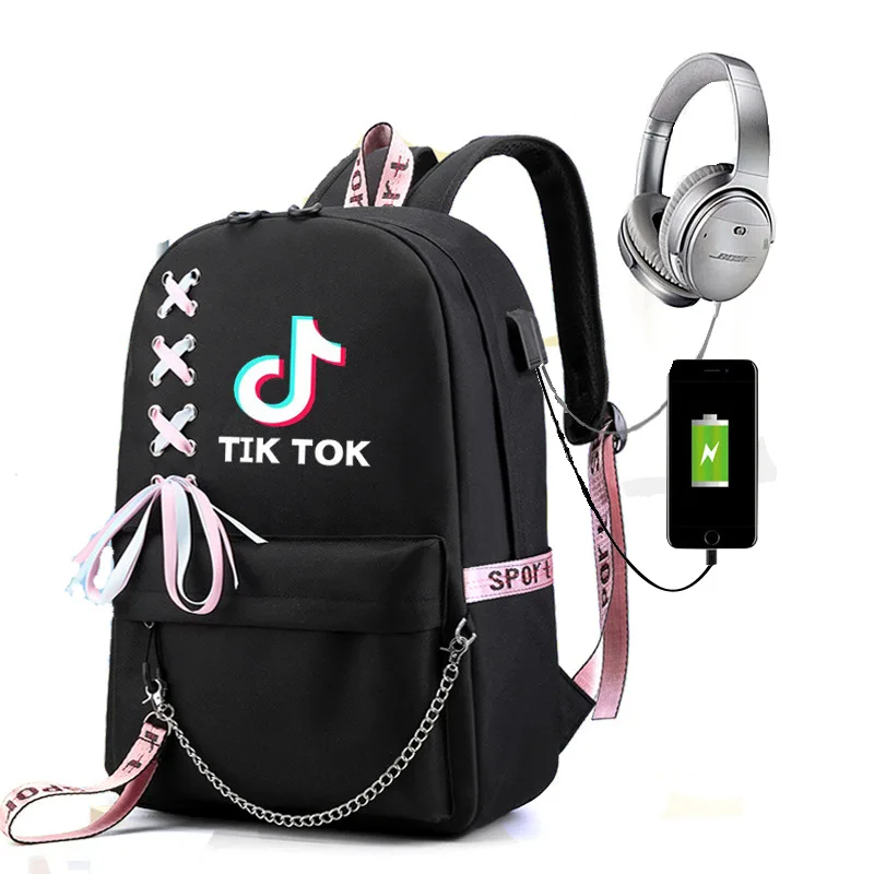 Популярный рюкзак TIK TOK с USB-портом школьные сумки дорожные для книг мальчиков и