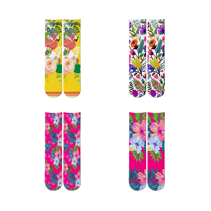 

Men Women Beautiful Socks Cotton Cute Cartoon Animal Compression Socks Colorful flowers and grass Happy novelty Socks