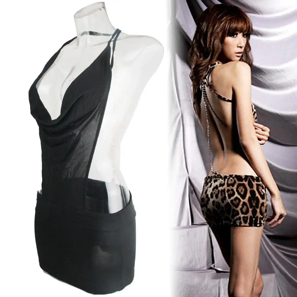 Фетиш сексуальное леопардовое платье горничной нижнее белье с открытой спиной