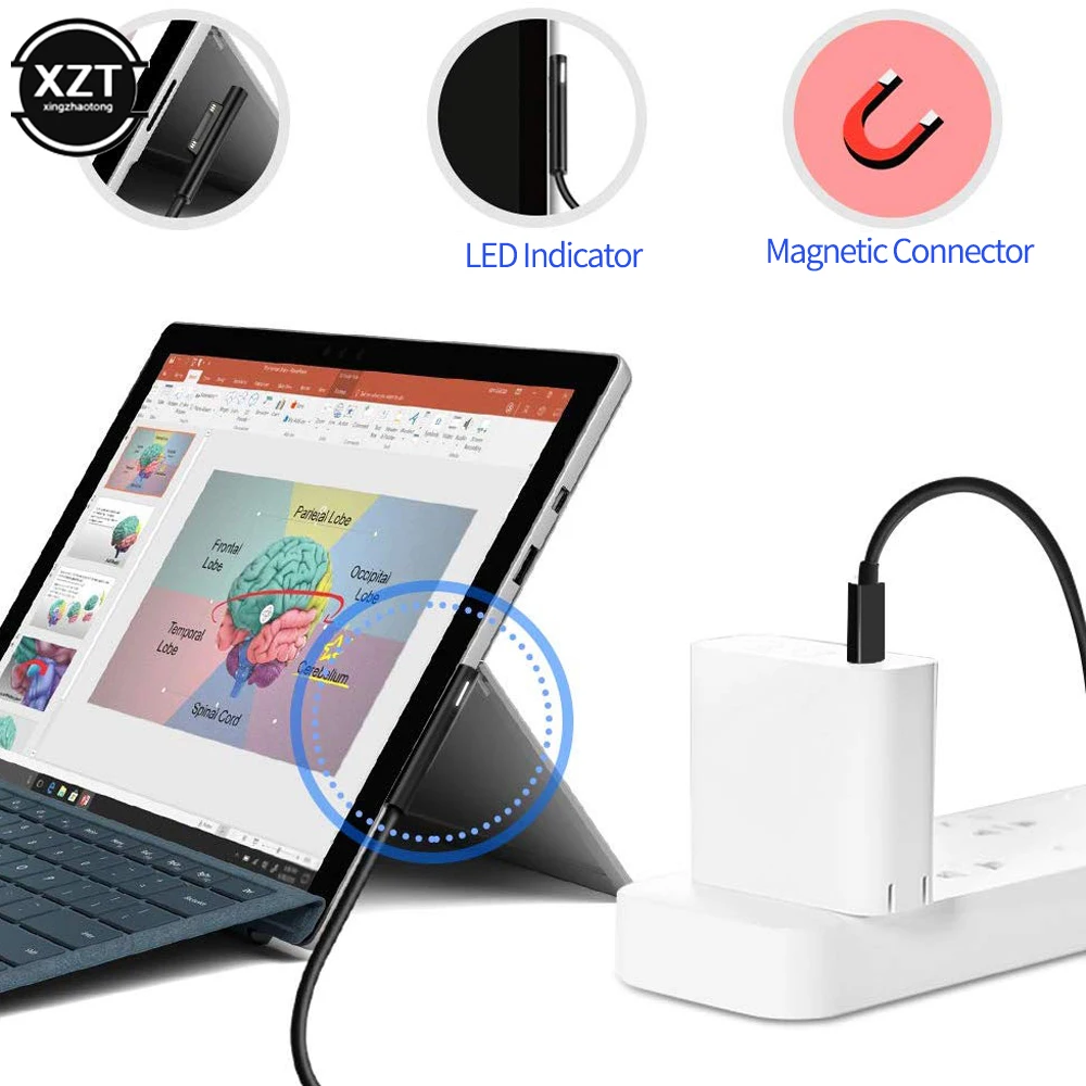 PD USB Type C Charger for Microsoft Surface Pro 6/5/4/3 Go Book Tablet Compatible 15V/12V 4A 3A 65W 45W EU US PD Charging Cable images - 6