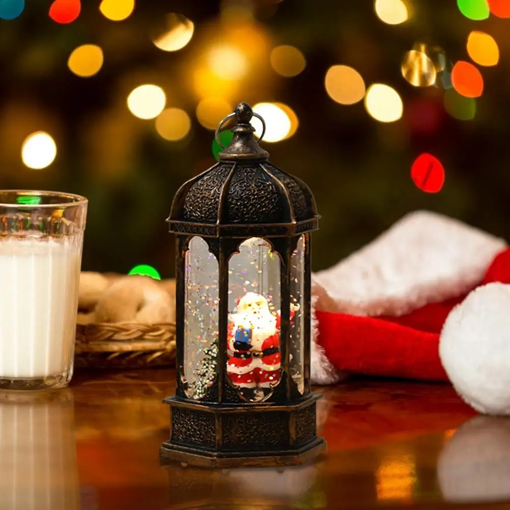 

Christmas Snow Globe Lantern Portable Wind Lantern Xmas Tree Ornaments Santa Claus Lamp New Year Gift Home Decoration