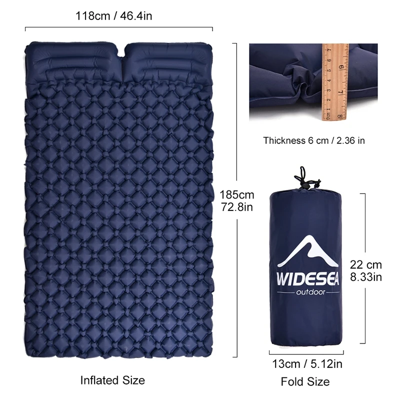 

WIDESEA Camping Double Inflatable Mattress Sleeping Pad Moistureproof