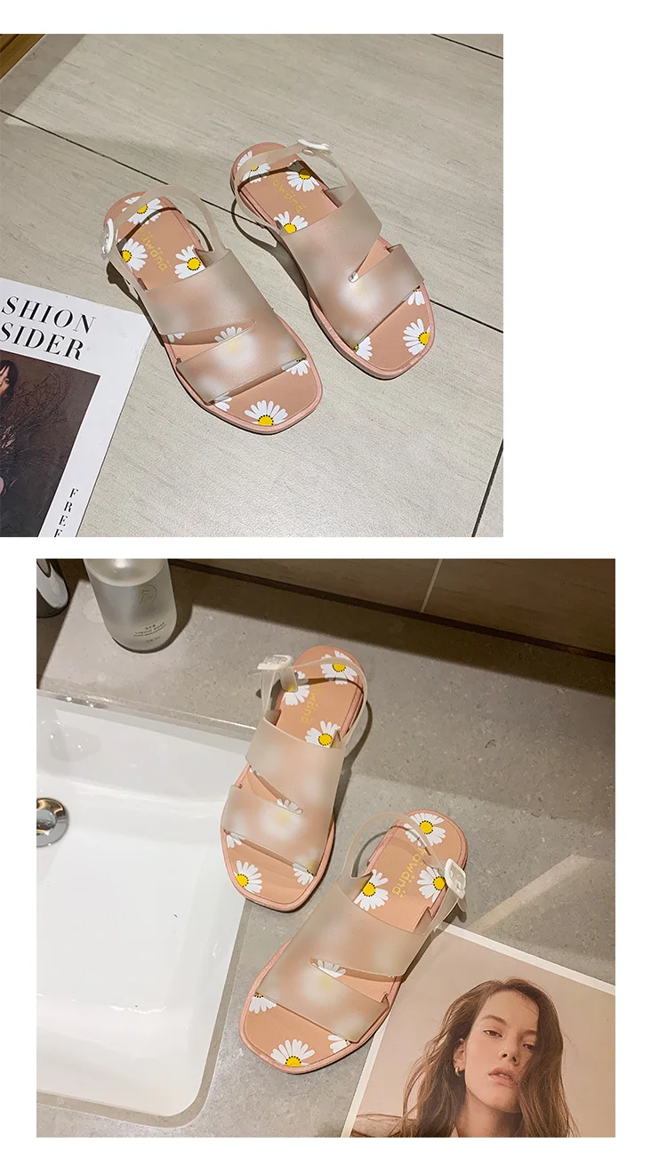 

PVC Casual Sandal Fashion Outdoor Ladies Solid Rome Shoes 2020 Summer Women's Buckle Flat Sandals Woman Fashion Beach Sandals