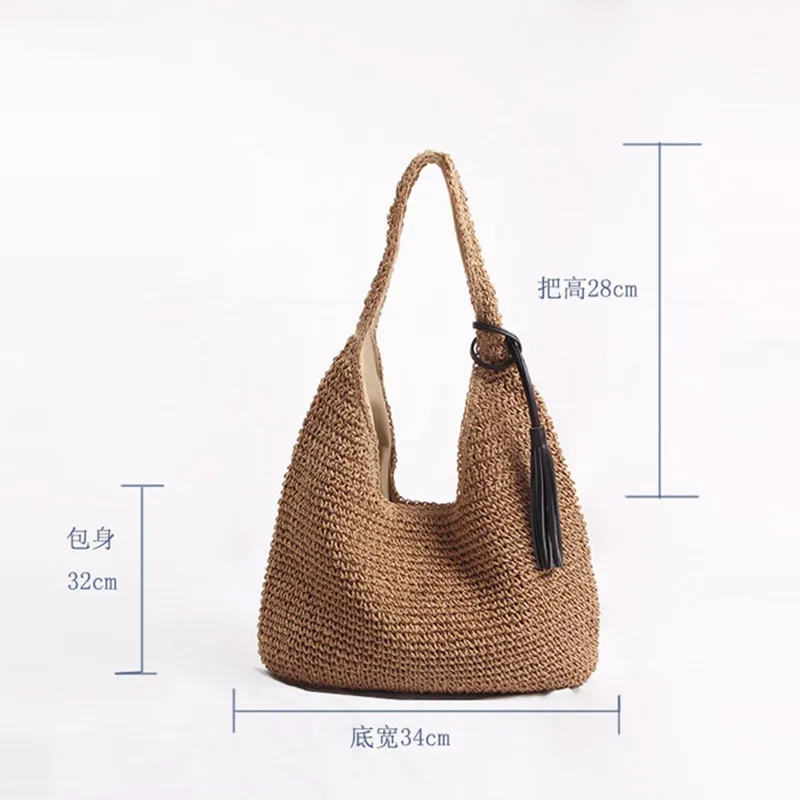 2021 Japan and South Korea's new wild large-capacity straw bag beach seaside vacation ins one shoulder portable woven | Багаж и сумки