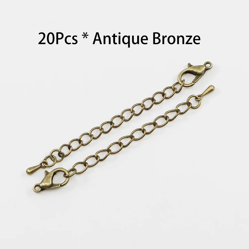 Antique bronze 20 шт./лот 50/70 мм золото/родиево-серебряного цвета; с хвостом цепь на удлинительные цепочки карабины разъем для изготовление, поиск ювелирных изделий - Цвет: Antique bronze
