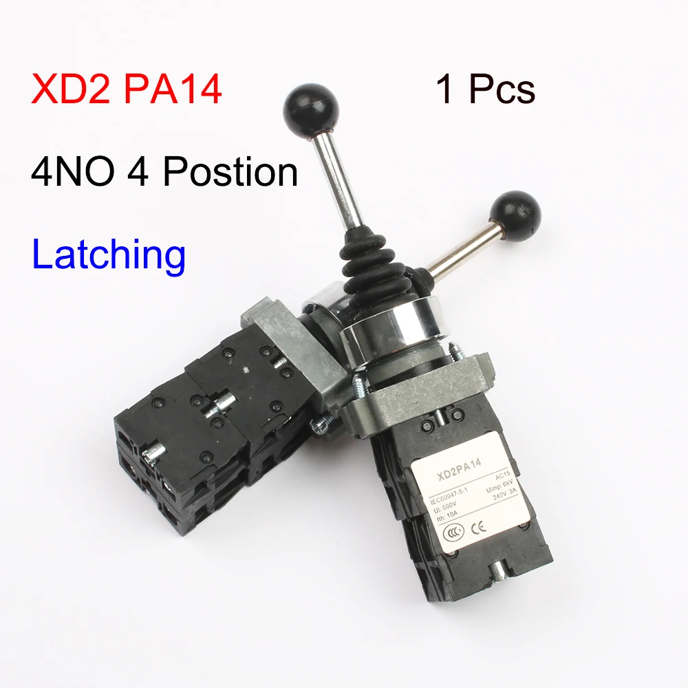 XD2-PA14 XD2-PA12 PA14 защелка 2NO 2 положения Кулисный Джойстик контроллер пружинный возврат поворотные поперечные переключатели сброс PA22 PA24 4NO 4 положения - Цвет: XD2-PA14