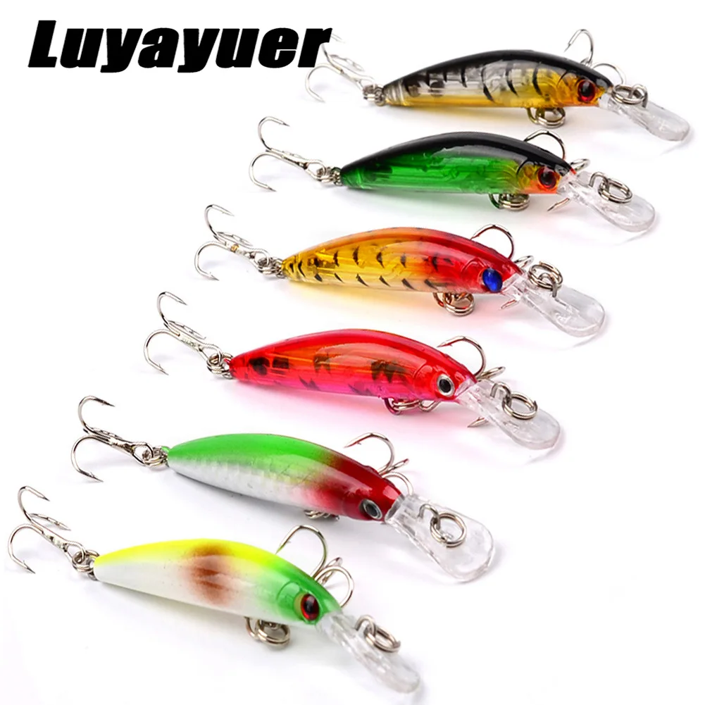 

6 шт., приманка для рыбалки, набор, пластиковая жесткая приманка, 70 мм, 3,3 г, погремушка, звуковая отражающая, воблер, погружение в соленую воду,...