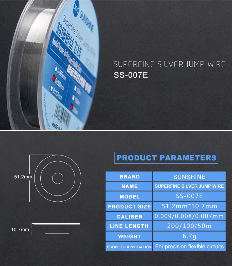 sunshine Superfine silver jumper wire copper flying wire insulation for flexible circuit   iphone motherboard fingerprint repair metric combination wrench set