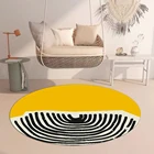 Круглый ковер, желтый, черный, с геометрическими линиями, современные скандинавские коврики для гостиной, для девочек, спальни, гостиной, коврик для пола, моющееся украшение для дома