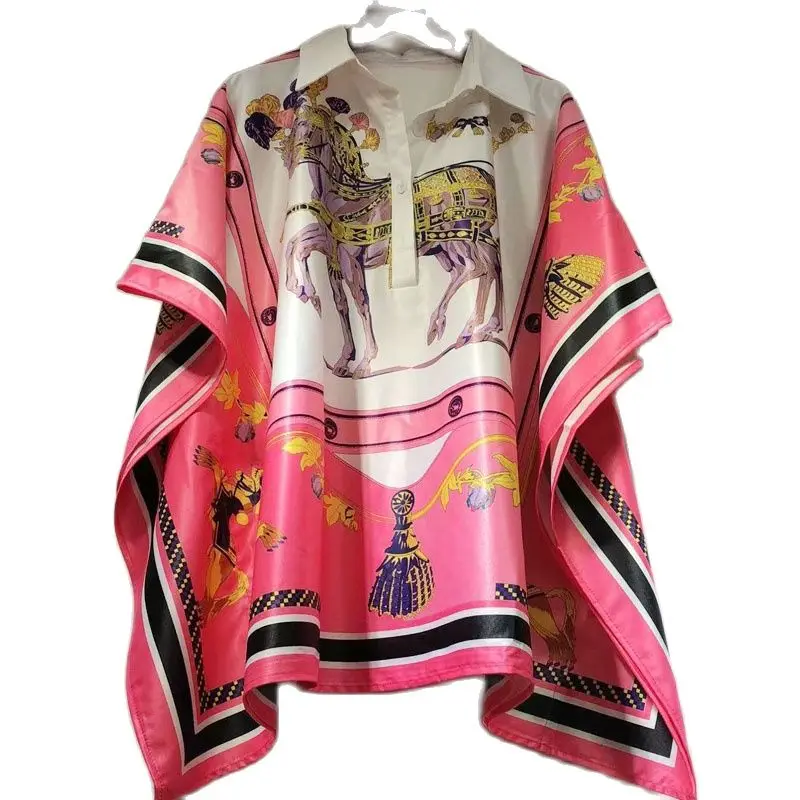 

Boyang For Women 2021 Vogue Printed Casual Harajuku Print Boho Maxi Summer Short Sleeve Woman Tops Female cotton Camiseta Muje