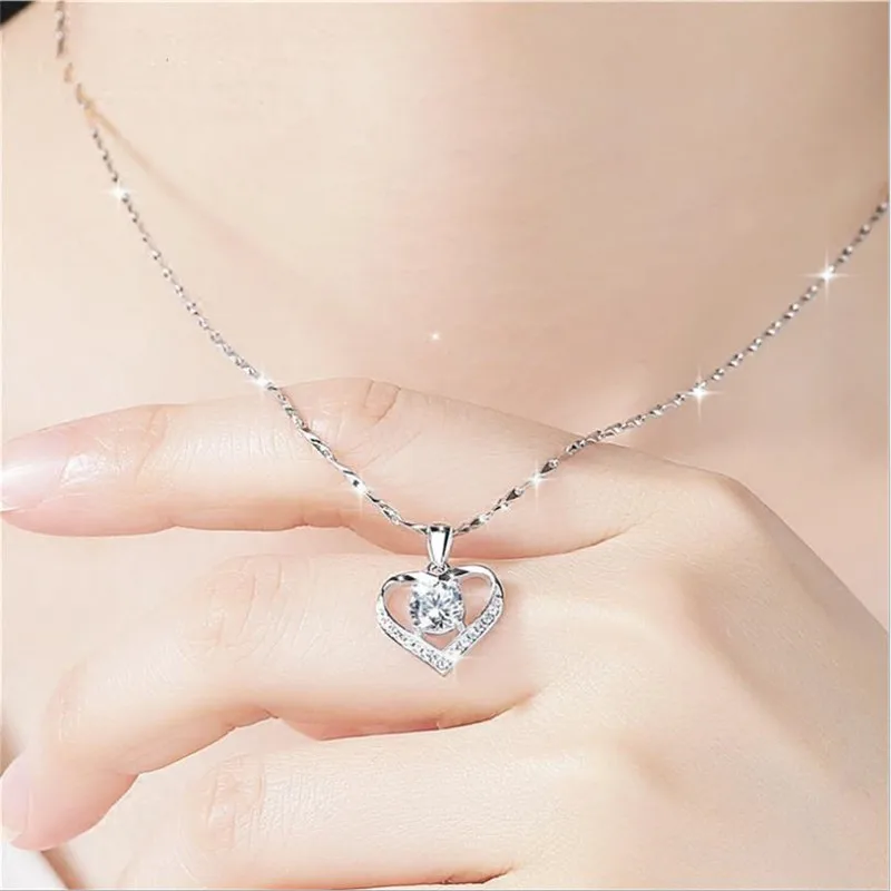 Женское Ожерелье с кулоном в виде сердца цирконом | Украшения и аксессуары