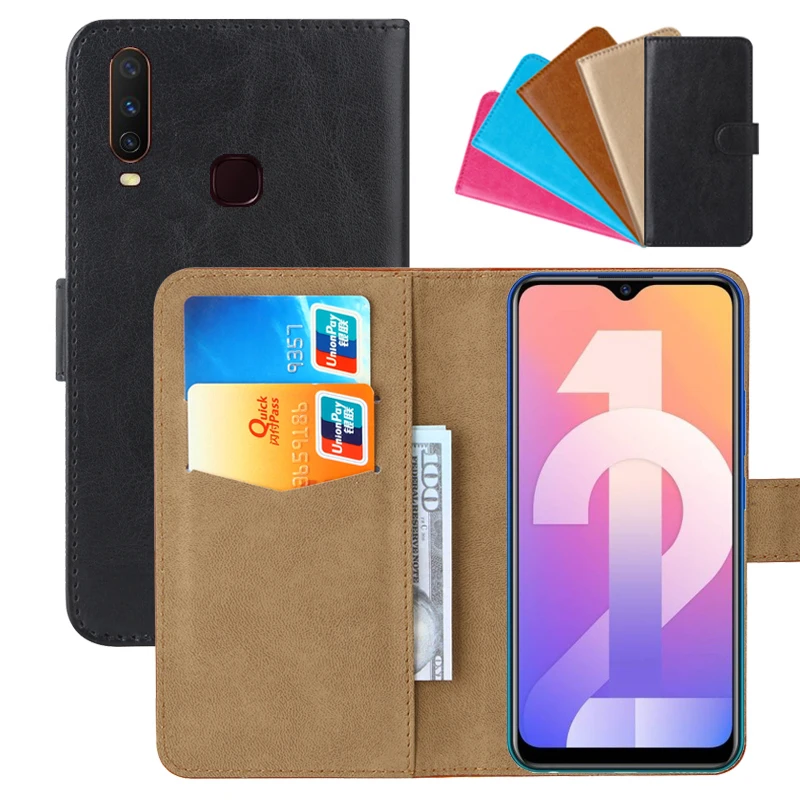

Luxury Wallet Case For Vivo Y12 PU Leather Retro Flip Cover Magnetic Fashion Cases Strap