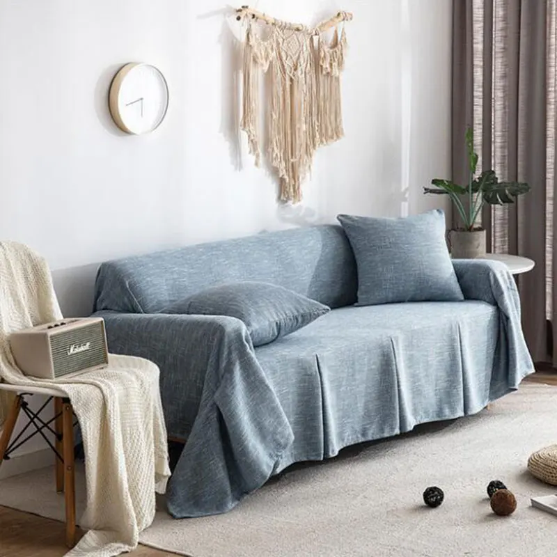 

Sofa Cover For Living Roon Nordic Sofa Towel Thicken Sofa Sheath Solid Color Home Couch Decoration Anti-dustsofa Flax Durable
