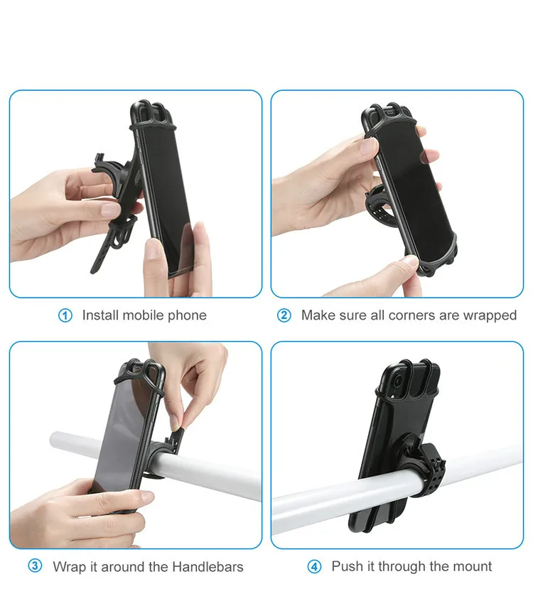 

New Bike Phone Holder Bicycle Mobile Cellphone Silicone Holder Suporte for 4.5-7 Inch Iphone Samsung Xiaomi Rotate 360 Degrees