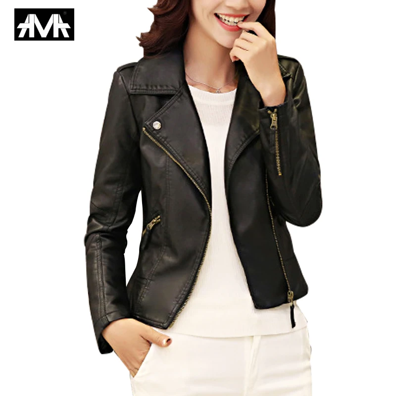 Осенние женские черные Тонкий Прохладный Женские Куртки из искусственной кожи