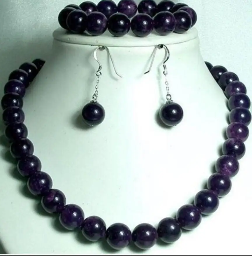 Комплект ювелирных изделий Азиатский 10 мм черный агат бусины ювелирные изделия