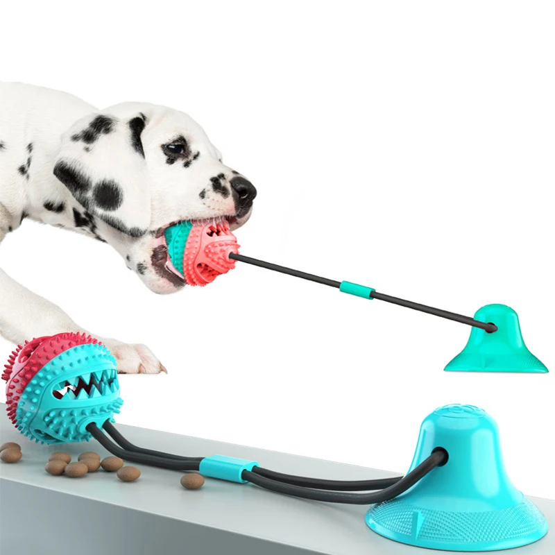 

Suction Cup Dog Toy Pet Molar Bite Toy Tug Toy Rope Toys Self-Playing Rubber Ball Chew Toy Cleaning Teeth Treat Dispensing Ball