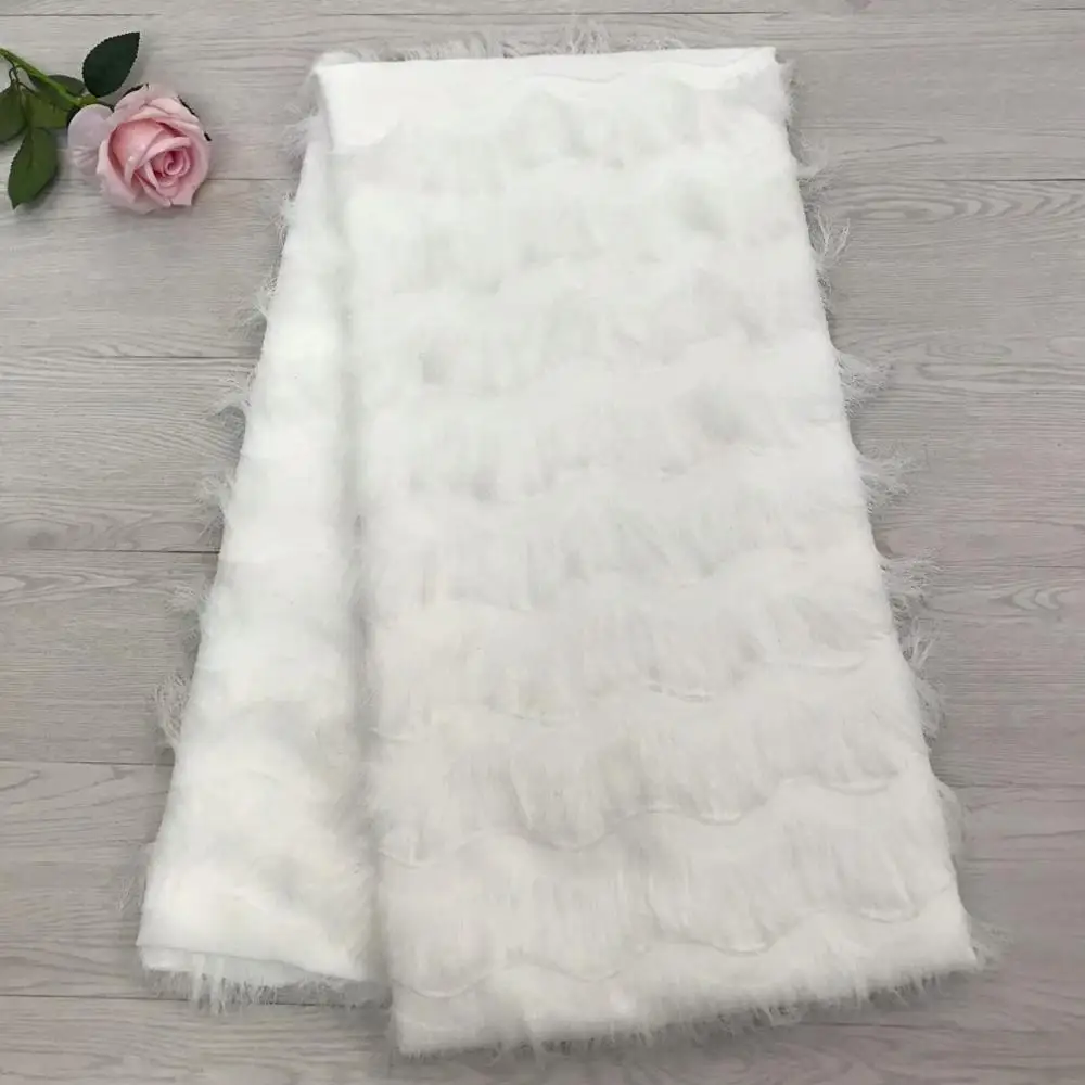 Черное платье Последние 3D кисточки Африканский шифон Кружева белый хлопок