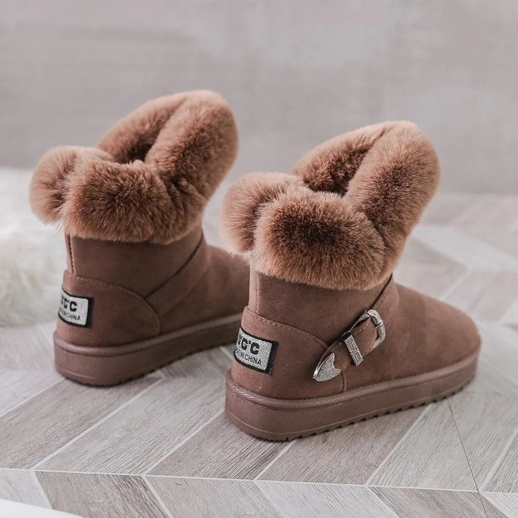 

Women's Snow Boots Autumn And Winter Fur In One 2021 New Style Plus Velvet Thick Cotton Shoes To Keep Warm, Large Size 36-42