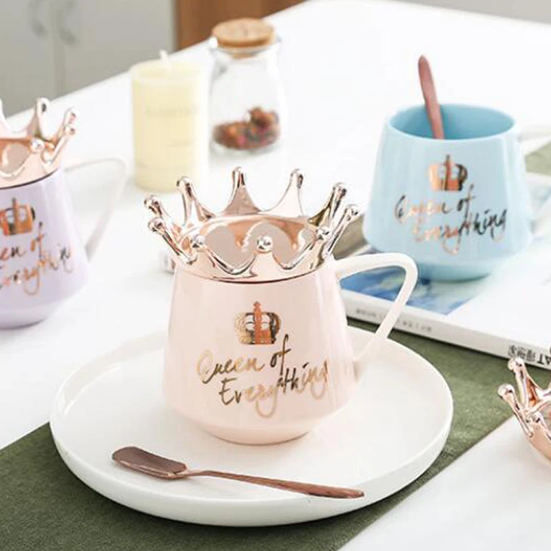 Креативная керамическая кружка в виде короны розовая Милая скандинавском стиле