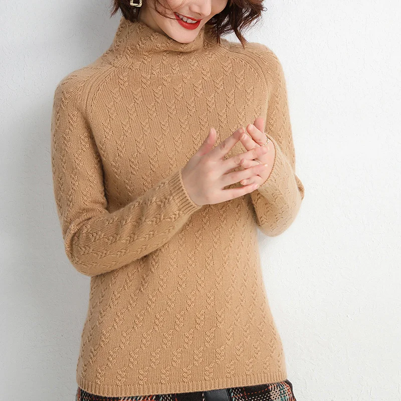 Real Goat Cashmere Sweater Female High Collar Blue Pullover Women Winter Bottomming Shirt Turtleneck Aesthetic | Женская одежда