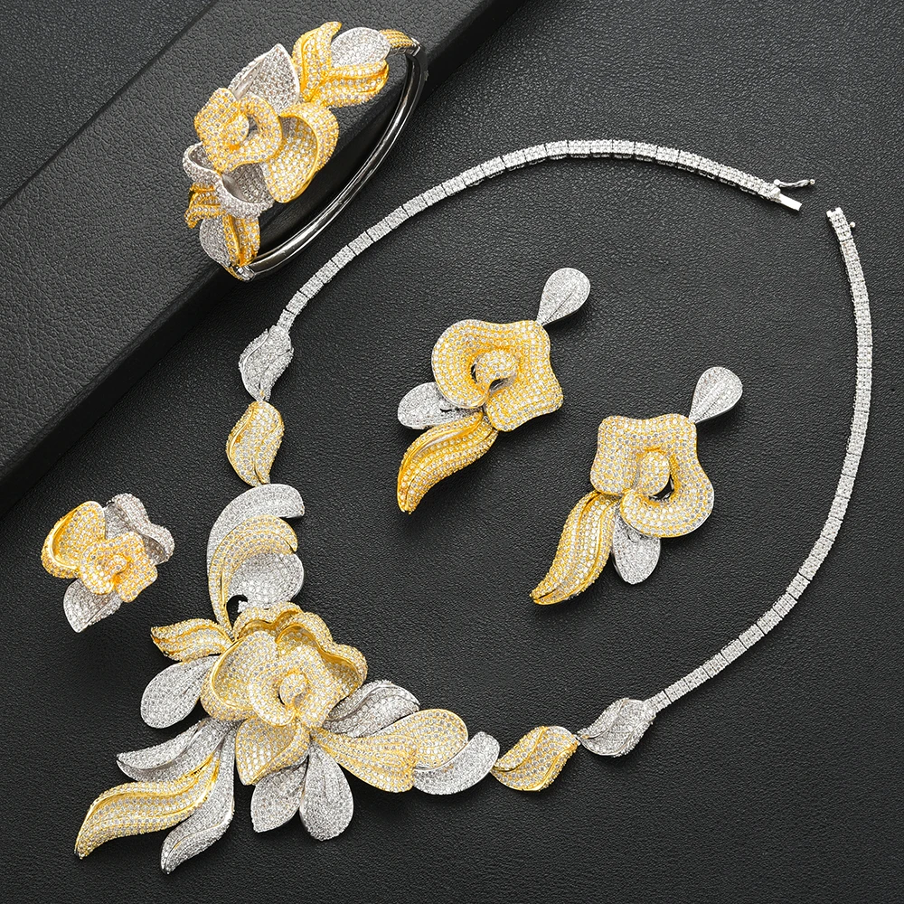 GODKI роскошный фейерверк золотой комплект ювелирных изделий в дубайском стиле