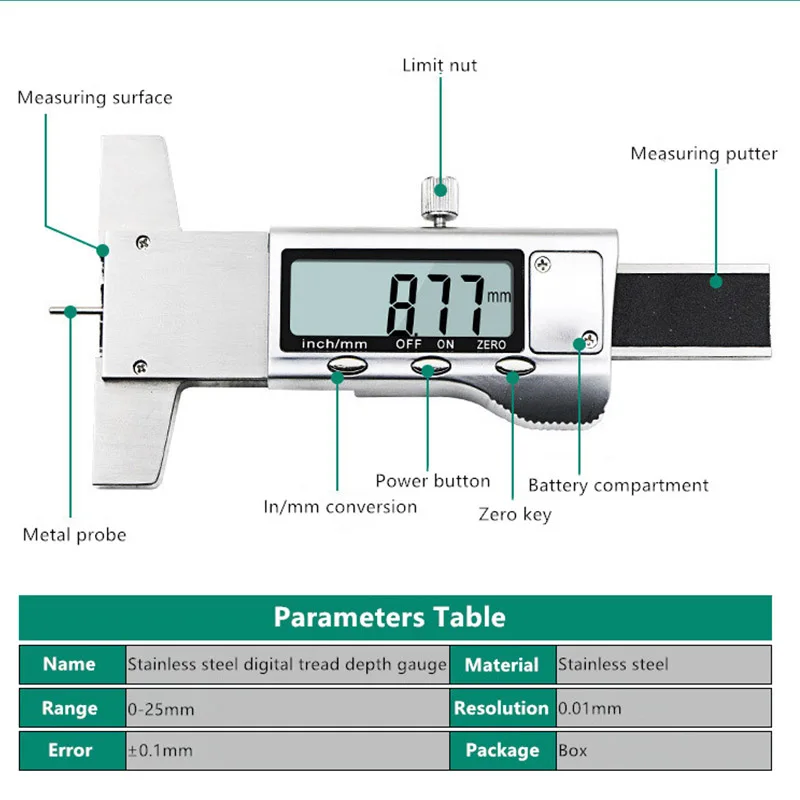 Цифровой измеритель толщины покрышки автомобильный | Инструменты