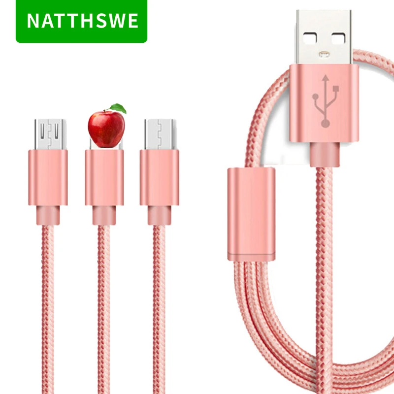 Rose Gold 2 NATTHSWE 3 в 1 кабель для передачи данных Micro usb type-C кабель для быстрой зарядки для iPhone X 8 7 6 iPad samsung Android Phone - Color: Rose Gold 2