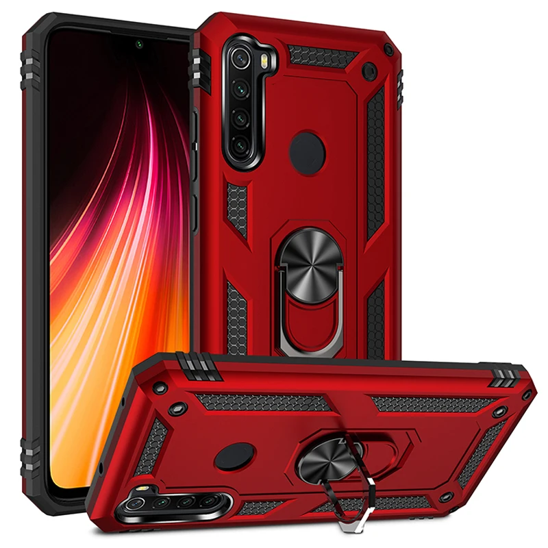Противоударный армированный чехол с кольцом на палец для Xiaomi Redmi Note 8T 8 9 Pro 7 7A 8A MI 10