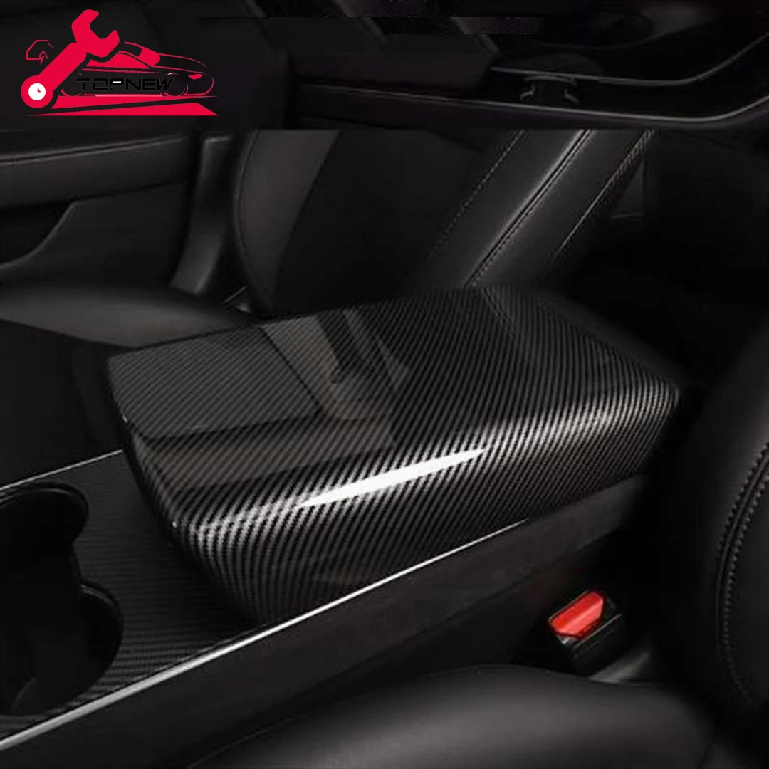 

Чехол для центральной консоли из АБС-пластика и углеволокна для Tesla Model 3, защитные аксессуары для подлокотника модели Y