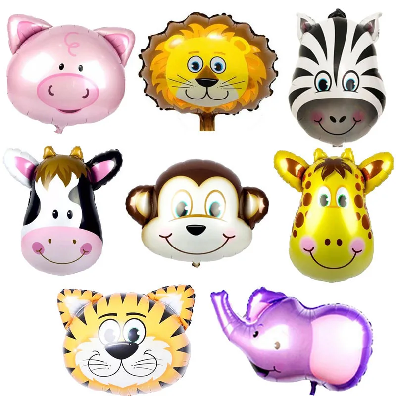 Джунгли воздушные шары из фольги в виде животного тигра Льва обезьяны зебры
