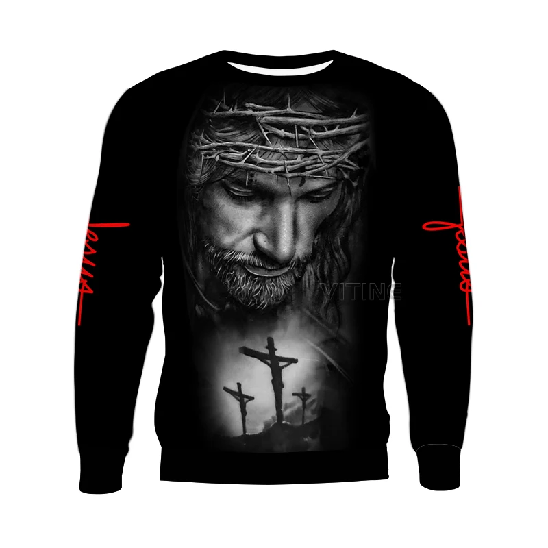 

New Fashion Men Women 3D Printed Jesus Sweatshirt Sleeve T Shirt Sport Pullover Tops Tees R05