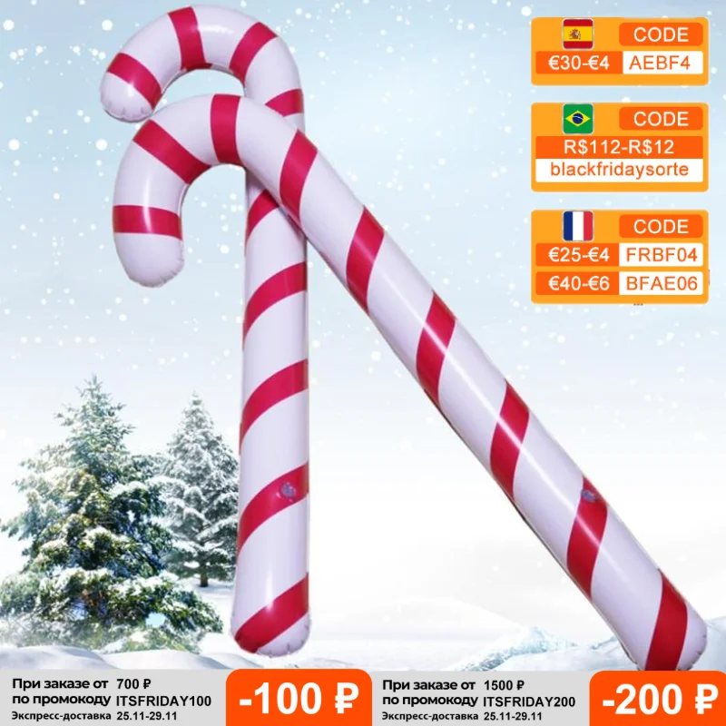 

10PCS Inflatable Candy Cane Classic Lightweight Christmas Tree Hanging Christmas Decoration For Home Outdoor Navidad Kids Gifts