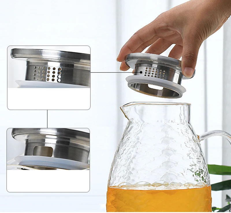 2000ml Jug Teapot Kettle High capacity Glass Fish scale Water Pot Lemonade Heat-resistant Explosion-proof Heatable Carafe 1500ml | Дом и сад