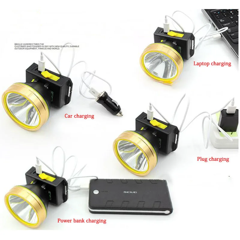 

T6 LED Sensor Headlamp Rechargeable Headlight USB Charging Frontal Head Torch Flashlight Built-in Battery Lighting U27