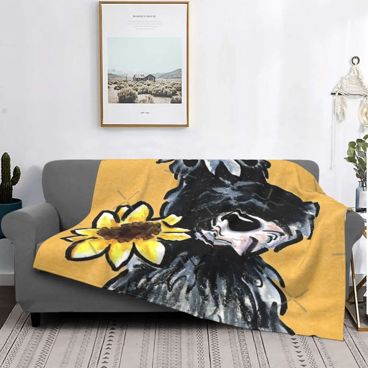 

Sunny Schnauzer-colcha a cuadros para cama, sofar cama, toalla de playa, manta con capucha, ropa de cama de algodón